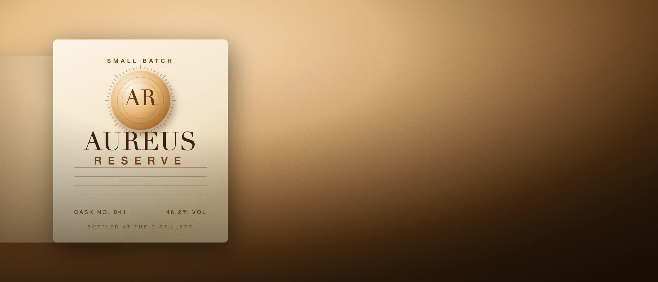 Full-width warm composition of concentric rings and horizontal rules used for retail displays.